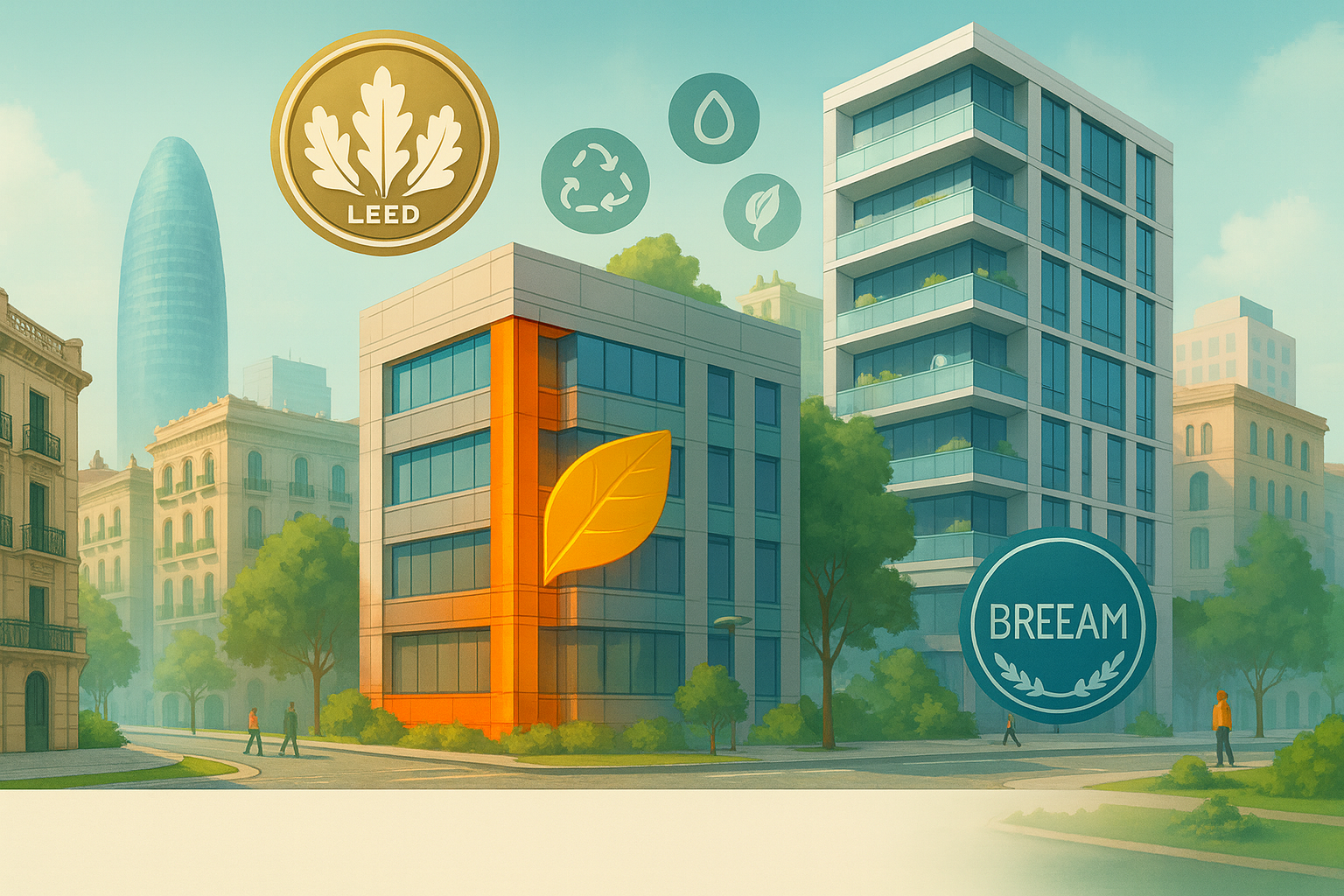 Guía de certificaciones LEED y BREEAM en Barcelona: sostenibilidad y protección contra incendios.