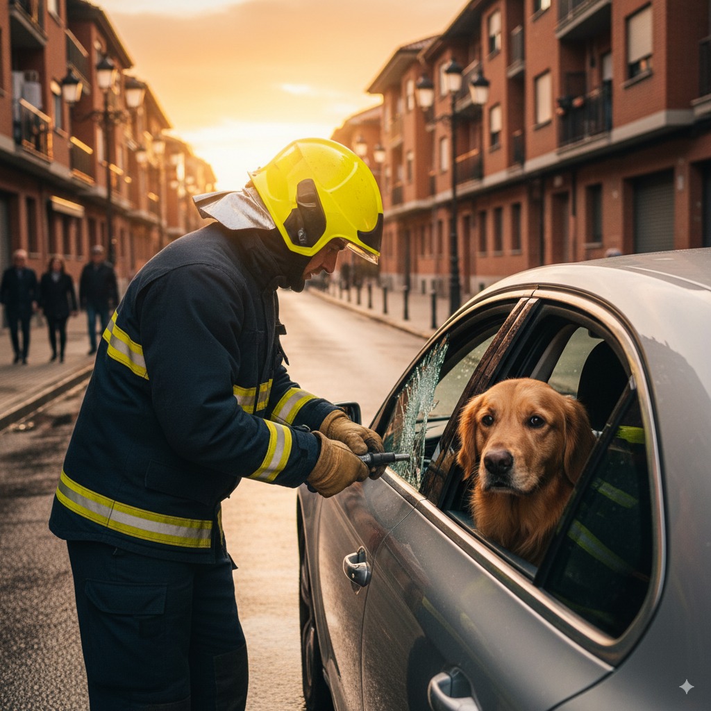 Rescatan a un perro que quedó encerrado en un coche en Vitoria