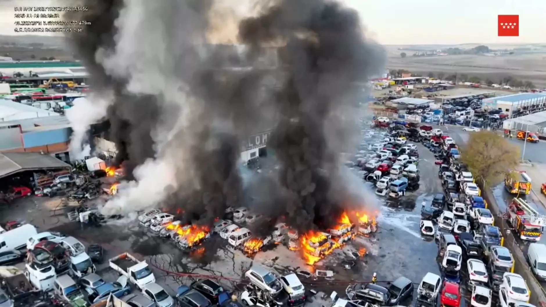 Incendio en un desguace de San Martín de la Vega activa un amplio operativo de emergencia. Contexto inicial y gravedad del incidente.