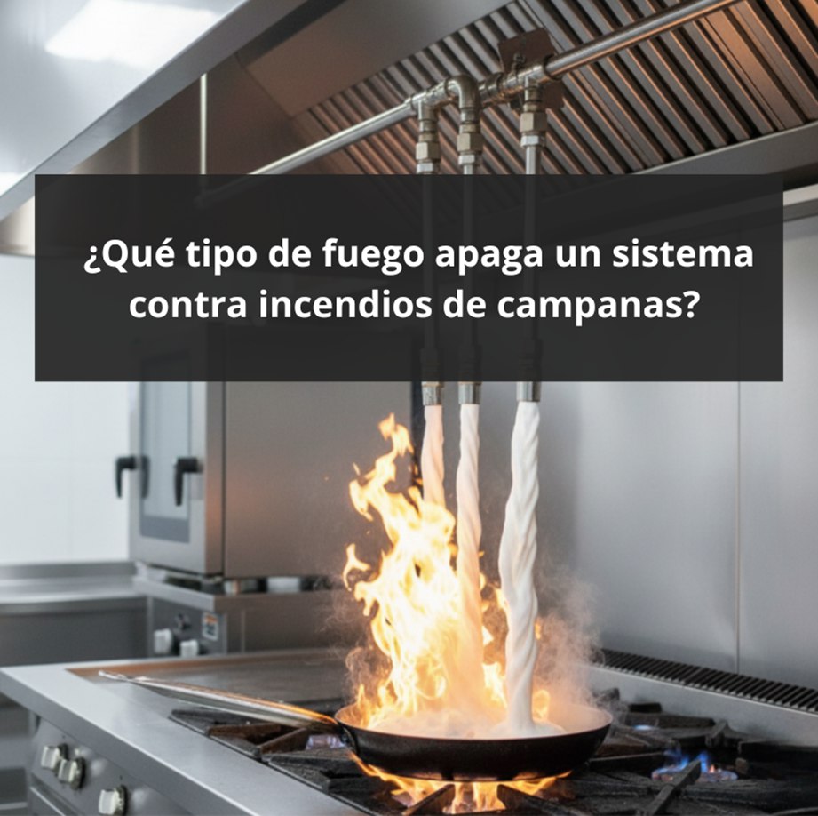 ¿Qué tipo de fuego apaga un sistema contra incendios de campanas? Protección avanzada en cocinas profesionales.