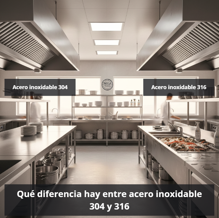 Acero inoxidable hostelería: qué diferencia hay entre acero inoxidable 304 y 316