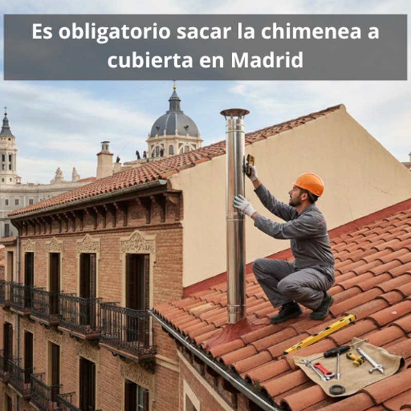 Es obligatorio sacar la chimenea a cubierta en Madrid. Marco normativo que regula la evacuación de humos en Madrid.