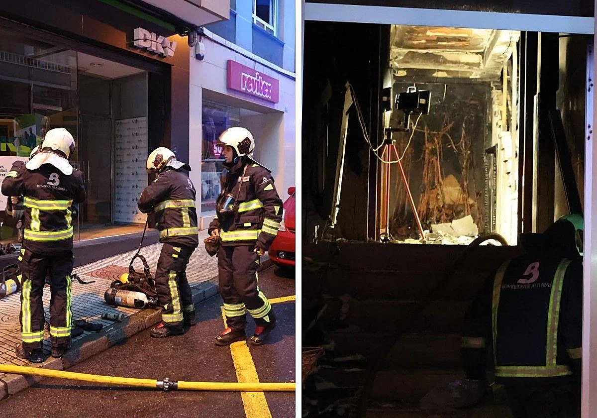 Desalojo de un edificio en Avilés tras el incendio del cuadro eléctrico en Fernández Balsera. Incendio en un portal de Avilés